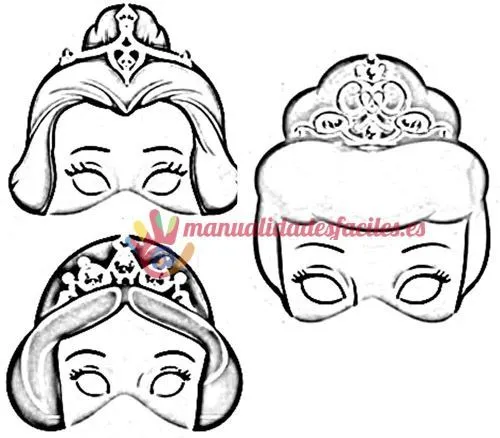 Mascaras de princesas para imprimir, pintar y recortar. | D.I.Y. ...