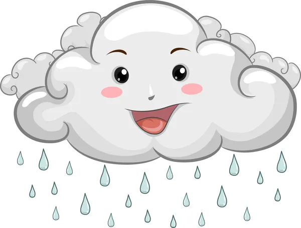 mascota de nube feliz con las gotas de lluvia — Foto stock ...