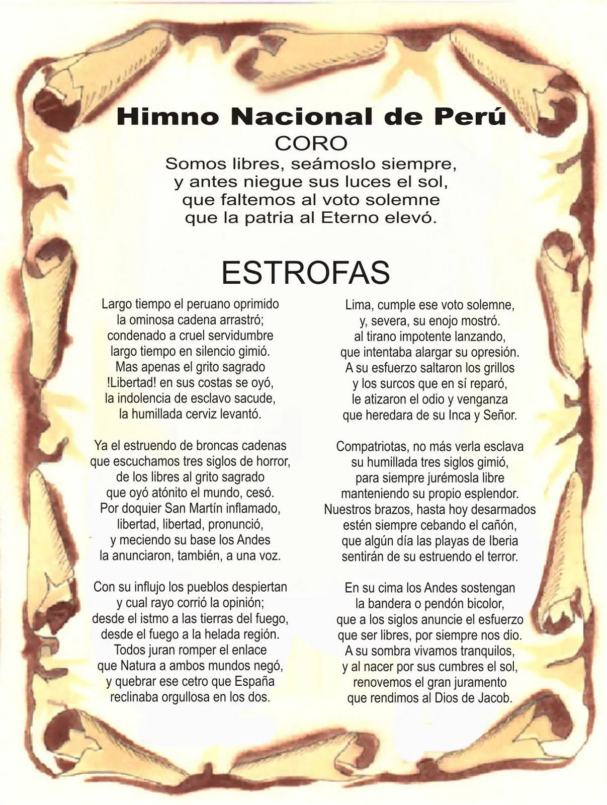 Himno de venezuela en pergamino - Imagui