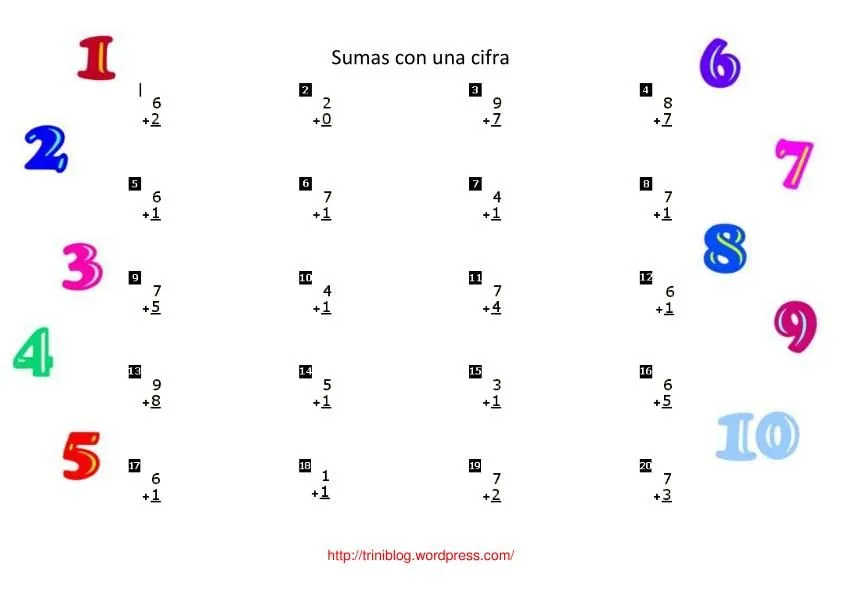 Sumas una cifra -Orientacion Andujar Sumas una cifra -Orientacion Andujar