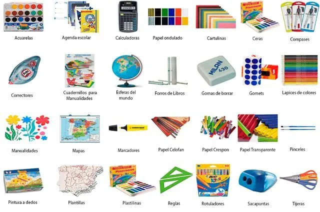 Nombres de utiles escolares en inglés y español - Imagui