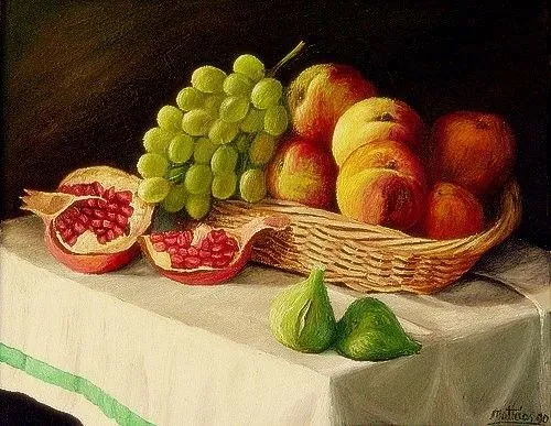 Matías del Rey López. Obra: Bodegón de frutas variadas