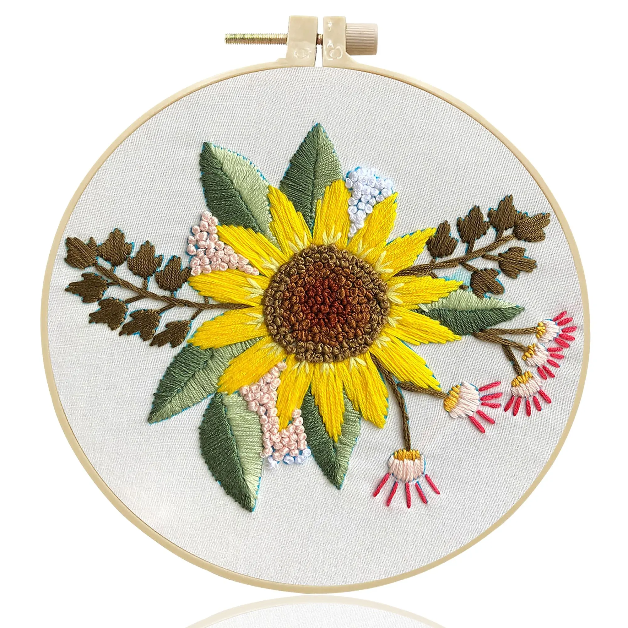 Maydear - Kit de bordado para principiantes con patrón, kit de punto de cruz, kit de bordado para principiantes, incluye aro de bordado, hilos de color y tijeras de bordado, girasol : Maydear - Kit de bordado para principiantes con patrón, kit de punto de cruz, kit de bordado para principiantes, incluye aro de bordado, hilos de color y tijeras de bordado, girasol :