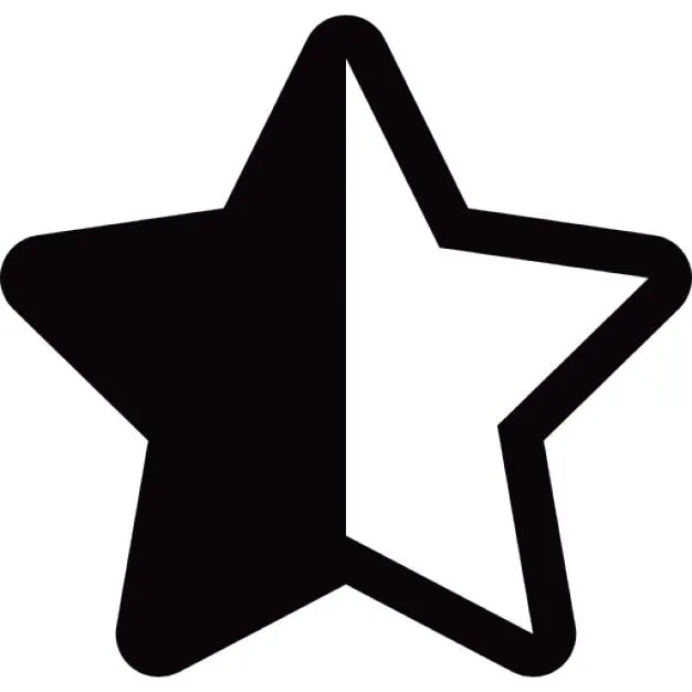 Media forma de estrella blanco y negro medio | Descargar Iconos gratis