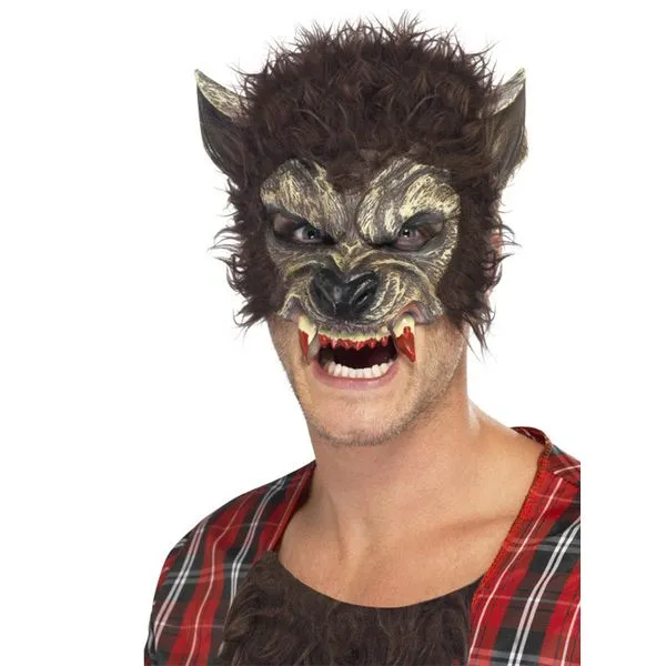 Media máscara de hombre lobo con colmillos ensangrentados: comprar ...