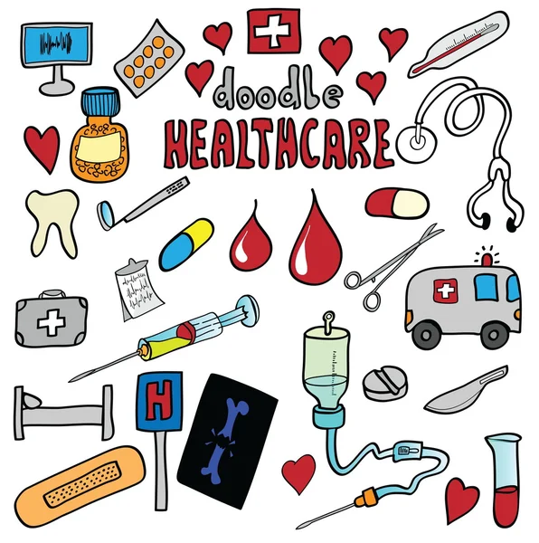 Medicina y cuidado de la salud conjunto de iconos de dibujos ...