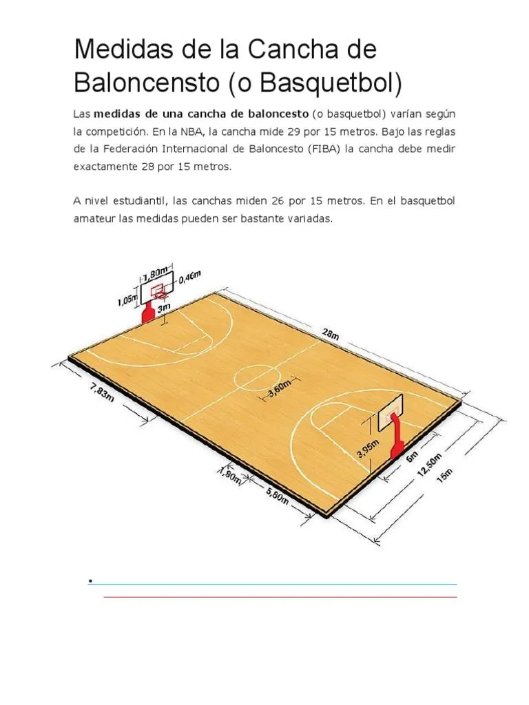 Medidas de La Cancha de Baloncensto | PDF | Juegos de pelota | Aficiones