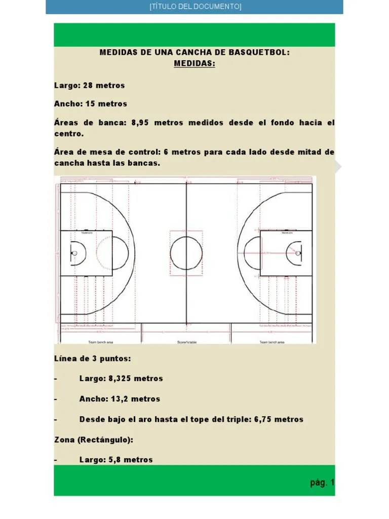 Medidas de Una Cancha de Basquetbol | PDF