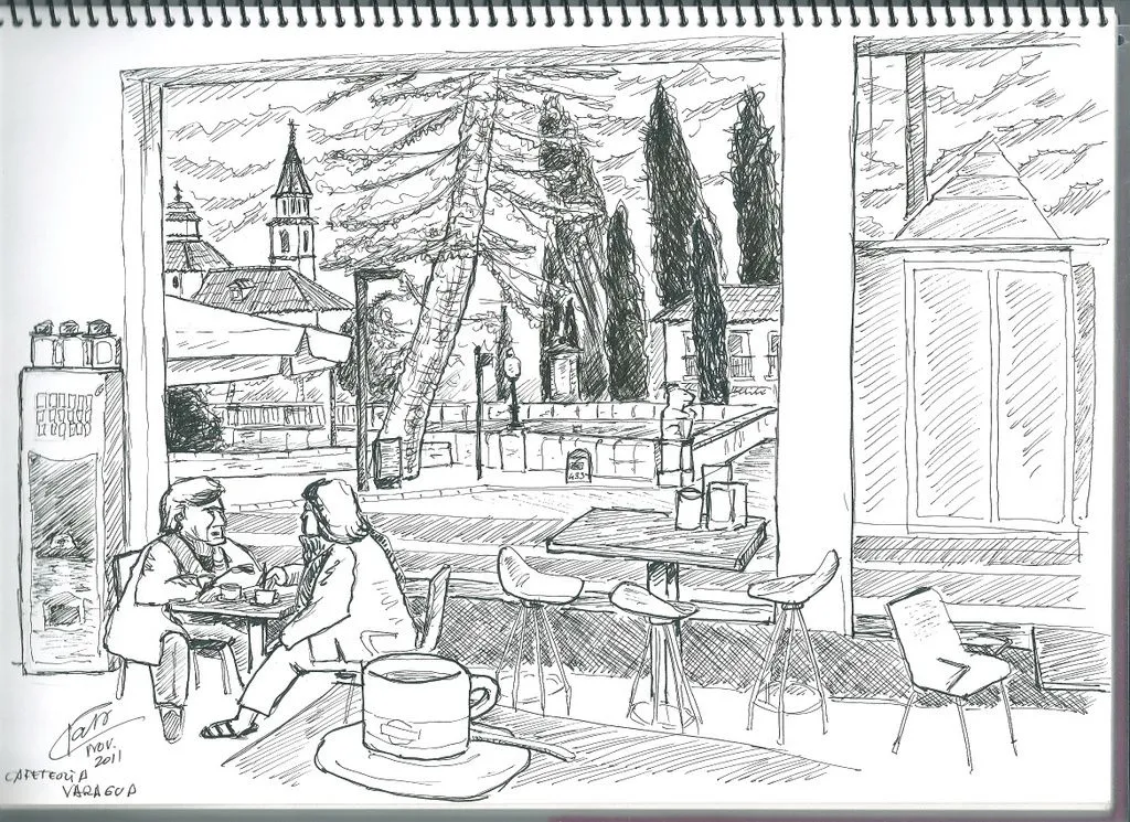 Meditaciones de un aprendiz a URBAN SKETCHER: Desde la cafetería ... Meditaciones de un aprendiz a URBAN SKETCHER: Desde la cafetería ...