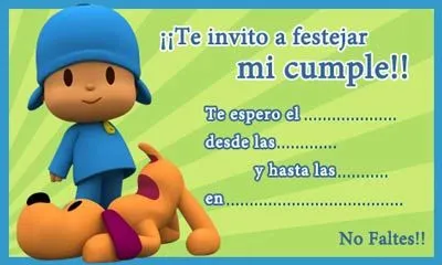 Click Aquí para Imprimir la tarjeta de invitación de Pocoyo