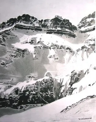 Paisaje nevado Dibujos a lápiz, Vicente Casanueva
