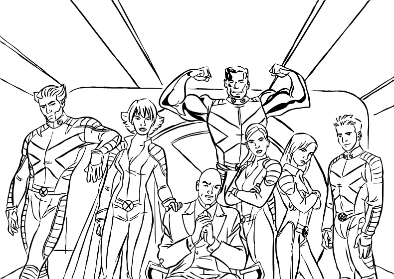 Los superhéroes de la escuela - X Men para pintar