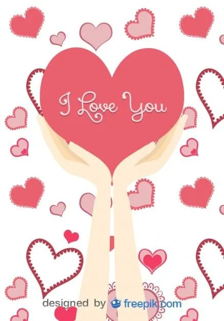 Mensaje de amor sobre manos en corazón grande con corazones ... Mensaje de amor sobre manos en corazón grande con corazones ...