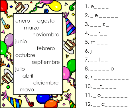 Mese del año en español - Imagui