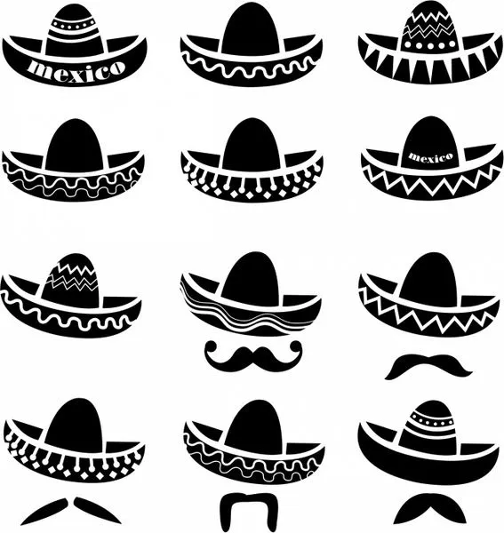 Mexican Sombrero hat with moustache Free vector in Adobe ...