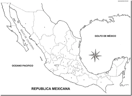 Mapa de la republica mexicana con division politica sin nombres ...