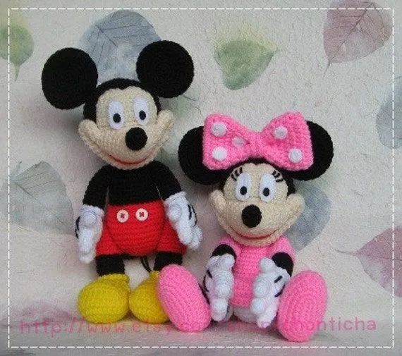 Mickey mouse y Minnie mouse 10 pulgadas patrón de por Chonticha