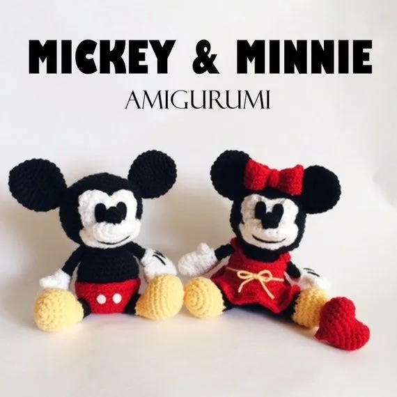 Mickey & Minnie Mouse Amigurumi Crochet Patrón por MintyHandmade