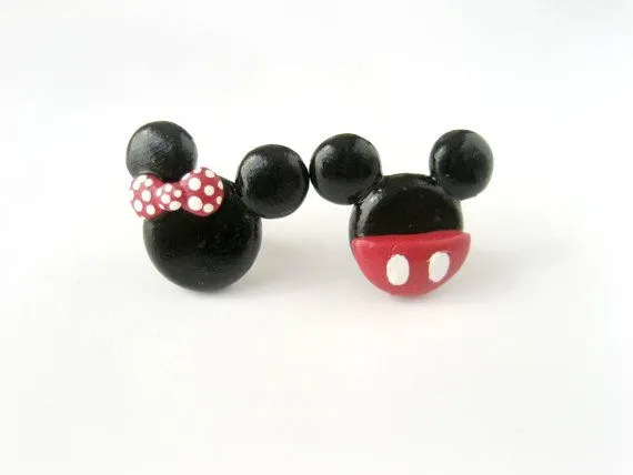 Mickey and Minnie Mouse Stud Earrings - Mickey Mouse - Stud ...