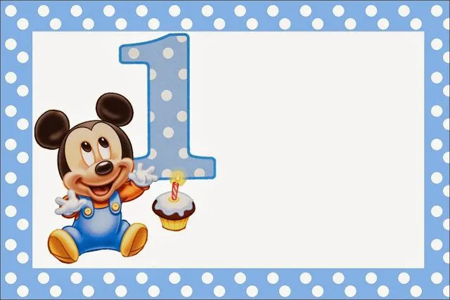 Mickey Primer Año con Lunares: Invitaciones para Imprimir Gratis ...