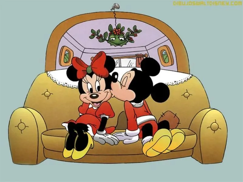 Mickey da un beso a Minnie