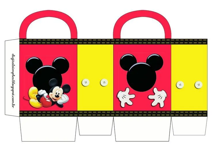 Mickey: Bolsa de Papel para Imprimir Gratis. | Caixinhas moldes ...