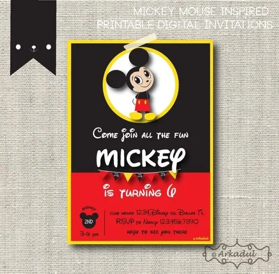 Invitaciónes manuales de Mickey Mouse - Imagui