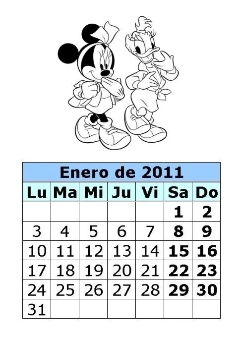  ... de Mickey y Minnie de 2011 (1ª parte) : Calendarios para imprimir
