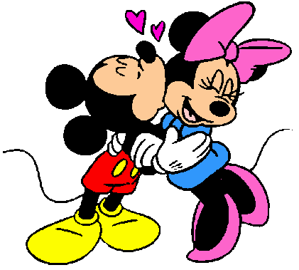 Minnie Mouse y Mickey Mouse besandose para colorear - Imagui
