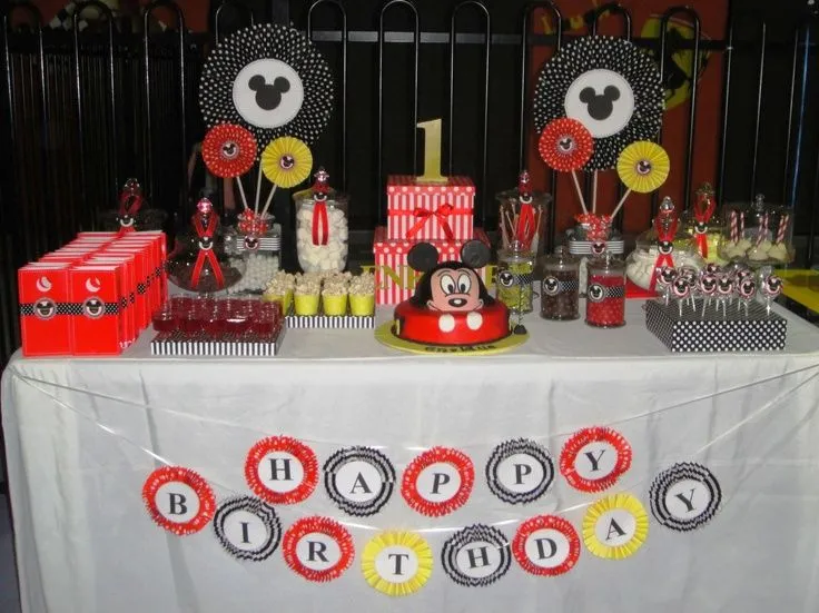 Mickey Mouse Candy Bar 1st Birthday - Black, red and yellow ...