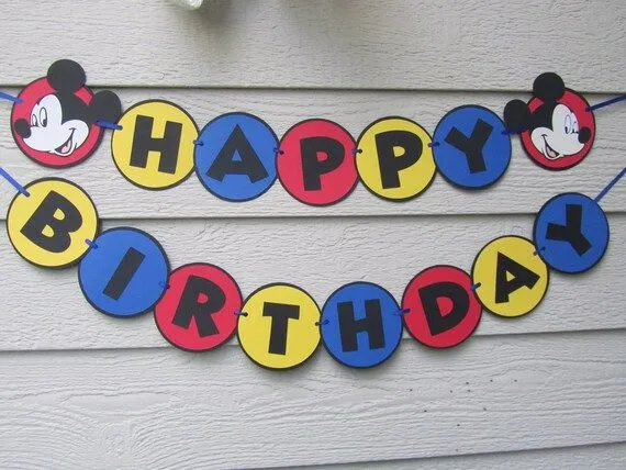 Mickey Mouse feliz cumpleaños Banner guirnalda por CelebrationPaper