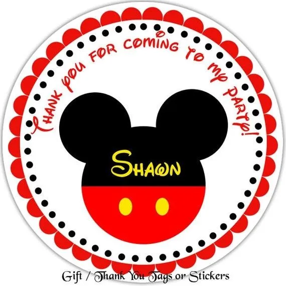 Mickey Mouse Head Personalized Stickers Party by sharenmoments