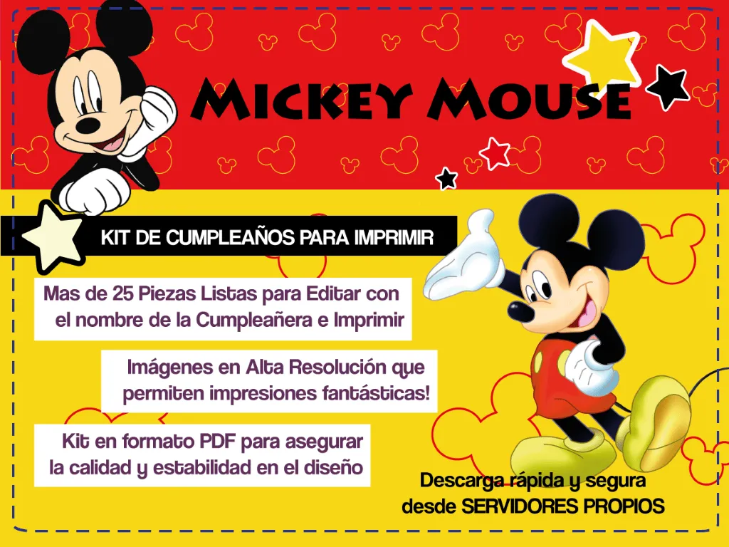 Mickey Mouse: Invitaciones para imprimir