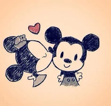 Mickey Mouse y Minnie Mouse besandose - Imagui