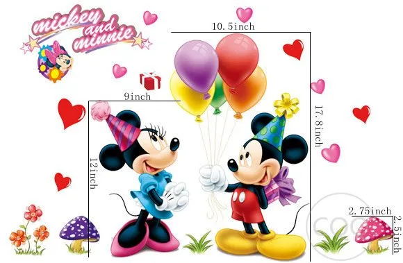 Mickey mouse minnie mouse etiqueta de la pared papel de los niños ...