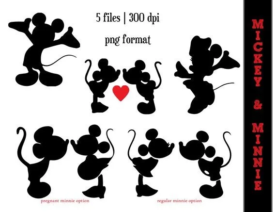 Mickey Mouse y Minnie Mouse siluetas / / por SparkYourCreativity