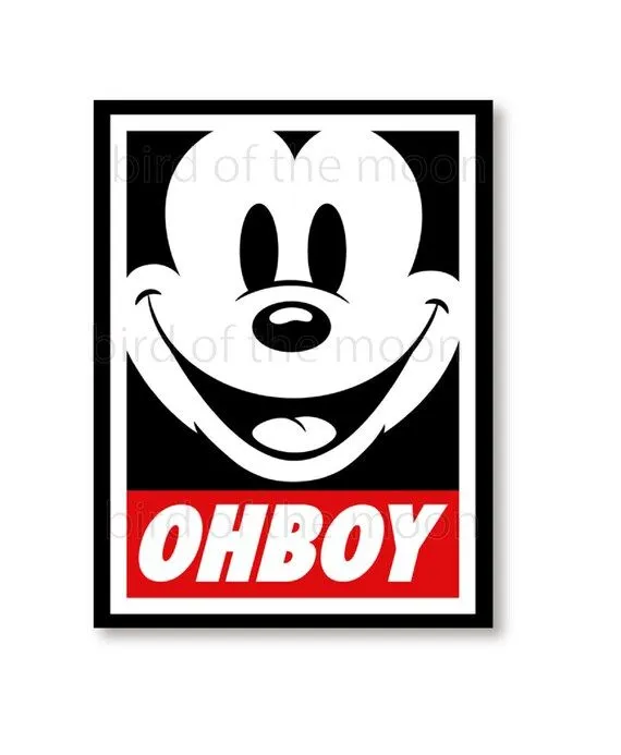 Mickey Obey Oh Boy Sticker Iron On Transfer Digital Piy Clipart ...