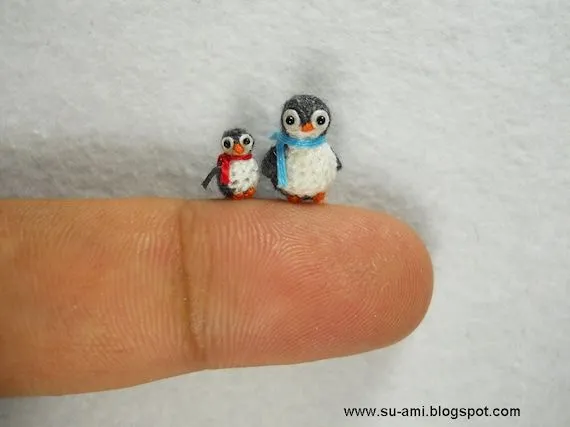 Micro miniatura pingüinos Mini ganchillo pequeño por SuAmi en Etsy