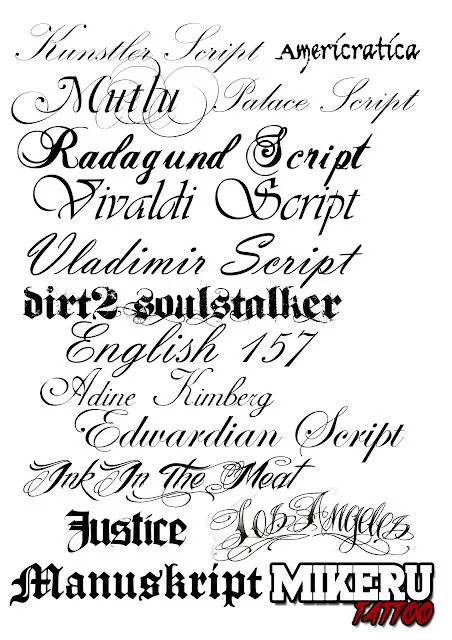 MIKERU TATTOO STUDIO: Ejemplos de tipos de letra para tatuarse