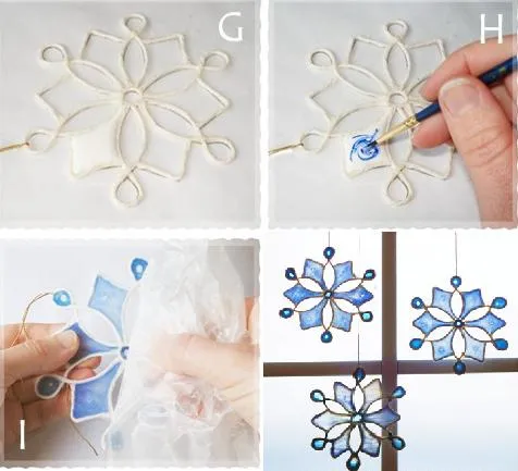 MIL ARTES MUJER: Adornos navideños copos de nieve en falso vitraux ...