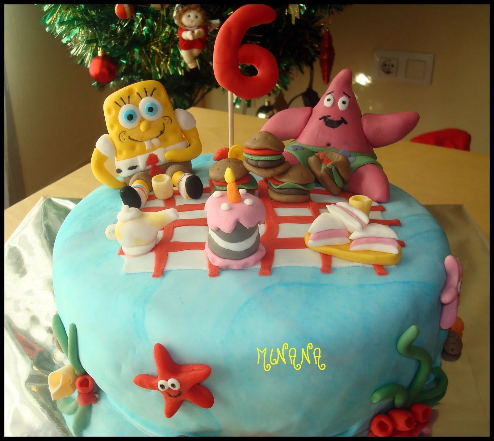 MINANA: Tarta Bob Esponja Fiesta de Cumpleaños MINANA: Tarta Bob Esponja Fiesta de Cumpleaños