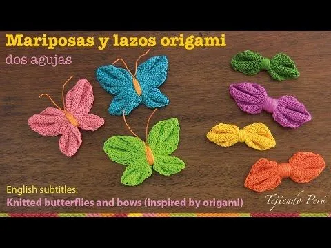 Mini tutorial # 13: mariposas y lazos origami tejidos en 2 agujas ...