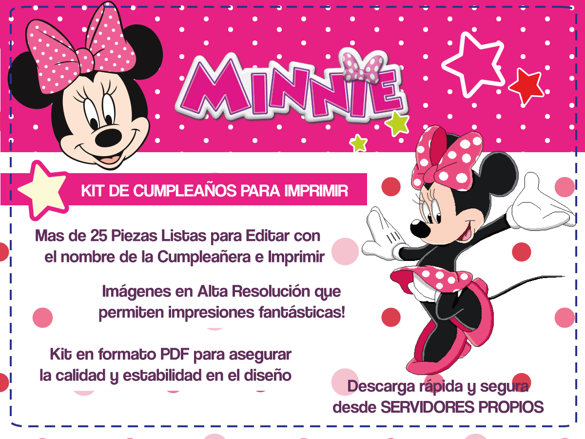 Minnie: Invitaciones Gratis para imprimir