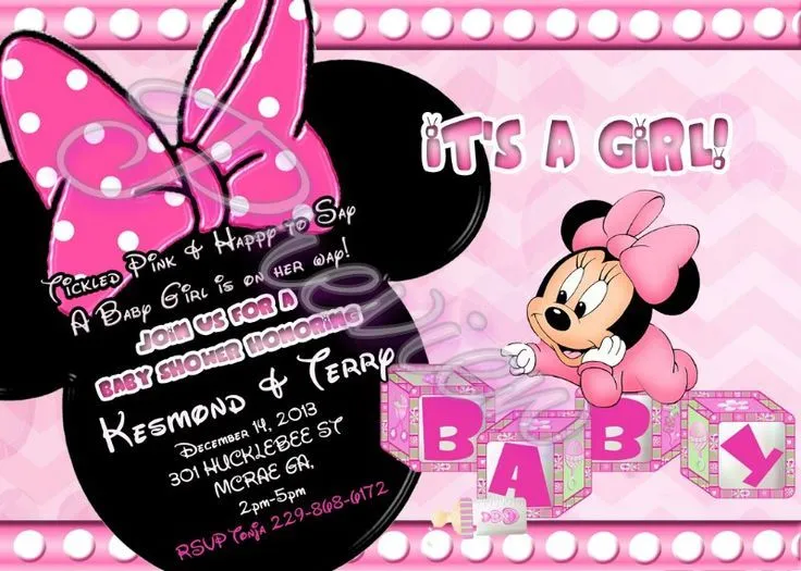 Minnie Mouse Baby Shower Invitations | Custom Invitations | Pinterest