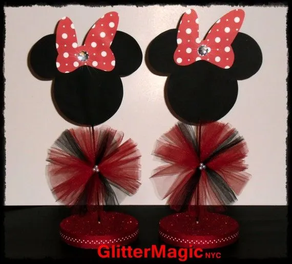 1 Minnie Mouse Centro de Mesa / Polka Dots Rojo por GlitterMagic23s