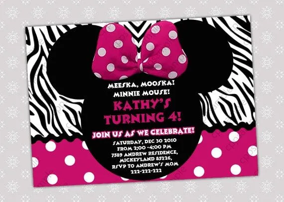 Minnie Mouse cumpleaños invitación por CreativePartyPixels en Etsy