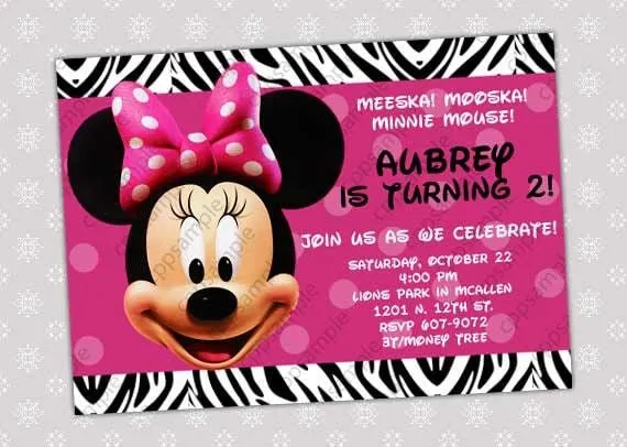 Minnie Mouse cumpleaños invitación por CreativePartyPixels en Etsy