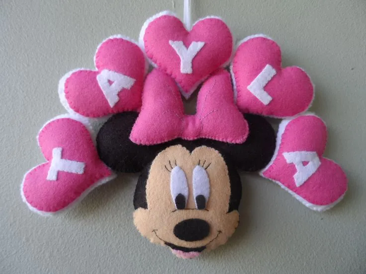 Minnie Mouse Felt Name Banner - Wall Decoration with flowers ...