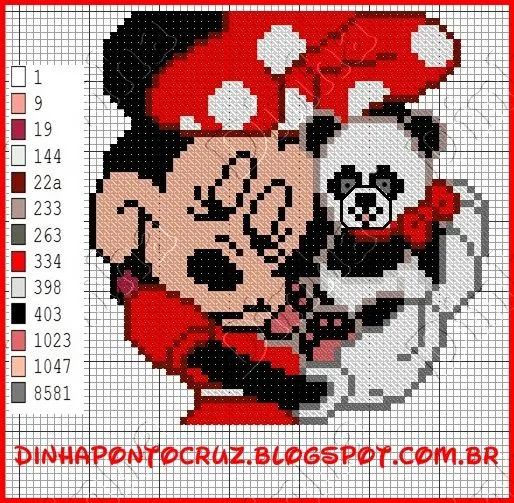 Minnie Mouse gráfico em ponto cruz