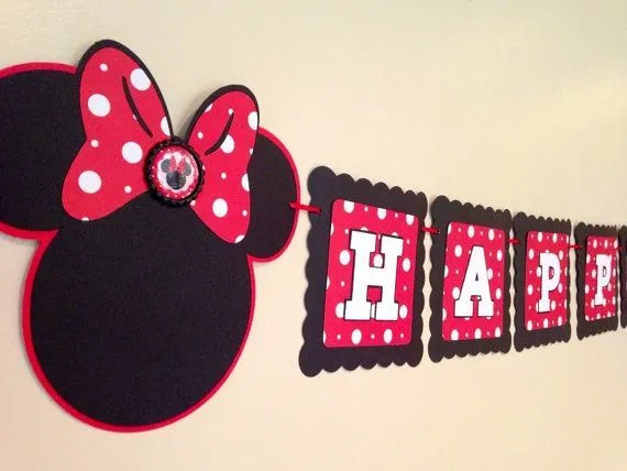 Minnie Mouse Inspired Banner with FREE NAME BANNER, Happy Birthday ...